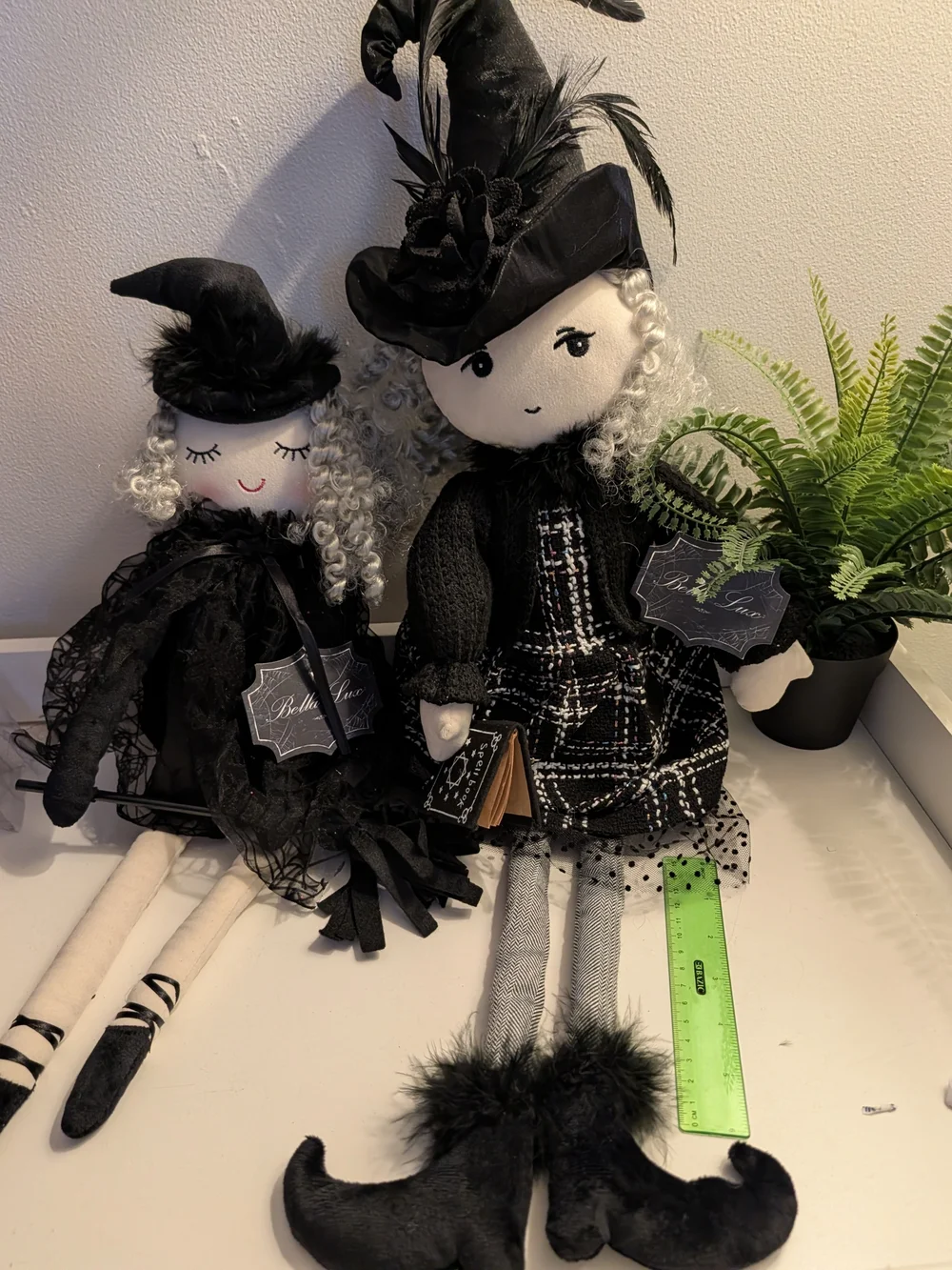 Black Witch Doll Home Accent Set - Decorative Plush Figurines